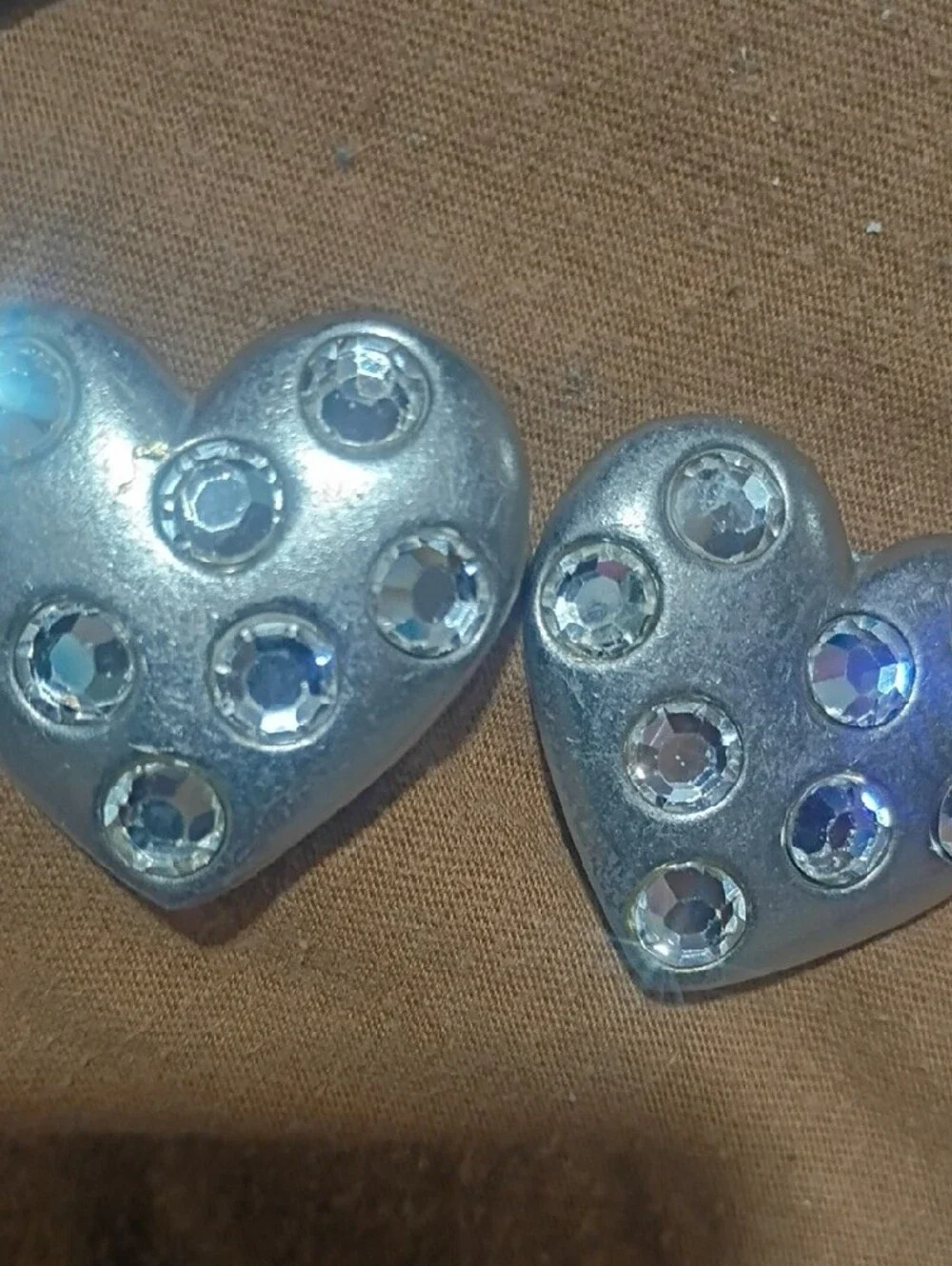 Silver Heart Crystal Stud Earrings - Women's Jewelry